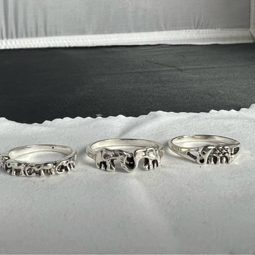 3 Elephant sliver rings